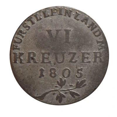 6 Kreuzers Charles Frederick William back