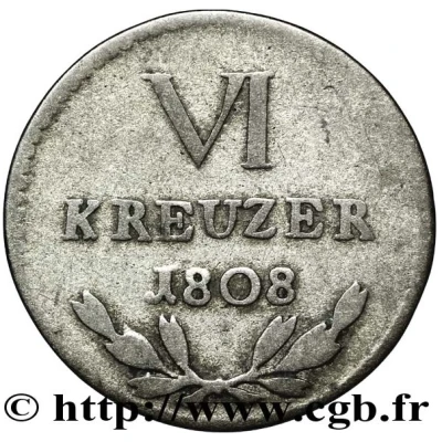 6 Kreuzers - Charles I Frederick back