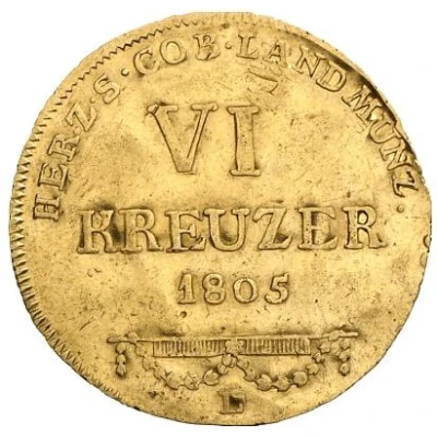 6 Kreuzers - Francis Frederick Anthony Gold Pattern back