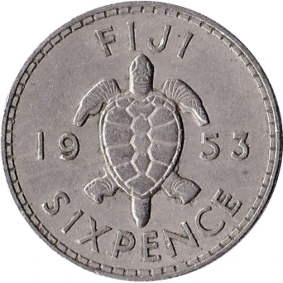 6 Pence - Elizabeth II 1st portrait back