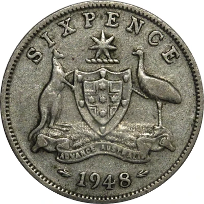 6 Pence - George VI back