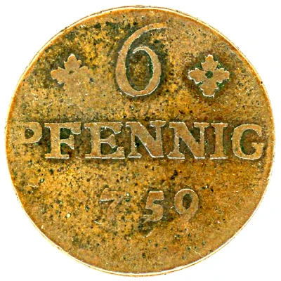 6 Pfennigs - Frederick II back