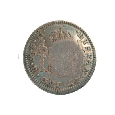 60 Réis - Luis I Countermark "CROWNED G.P." over ½ Real - Charles III, Mexico ND back