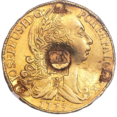 66 Shillings (Countermark on contemporary counterfeit Brazil Joao I gold 6400 Reis 1773-R) ND front