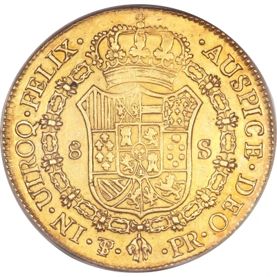 8 Escudos - Charles IV back