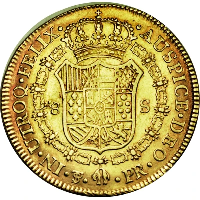 8 Escudos - Charles IV back