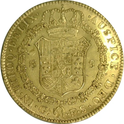 8 Escudos - Ferdinand VII Guadalajara - Royalist Coinage back