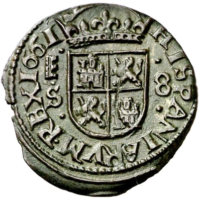 8 Maravedis - Philip IV Segovia,billon milled back