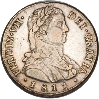 8 Reales - Ferdinand VII imaginary laureate bust front