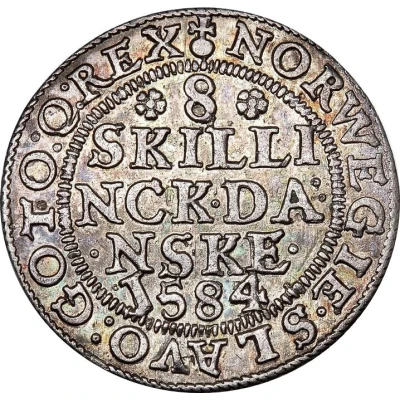 8 Skilling Dansk - Frederik II Frederiksborg back