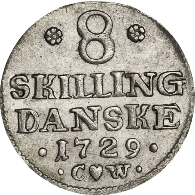 8 Skilling Dansk - Frederik IV Bust type back