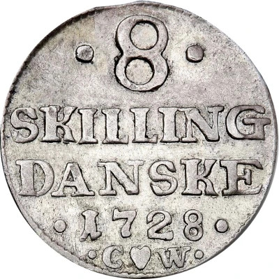 8 Skilling Dansk - Frederik IV Monogram type back