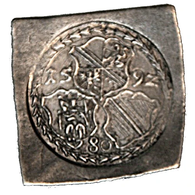 80 Kreuzer - George of Brandenburg Klippe; Siege currency front