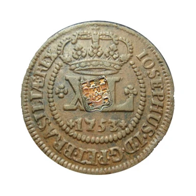 80 Reis - João Prince Countermarked over "XL Réis, José I ND front