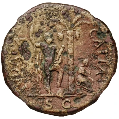 83 Nummi Countermark; Sestertius of Vespasian, back