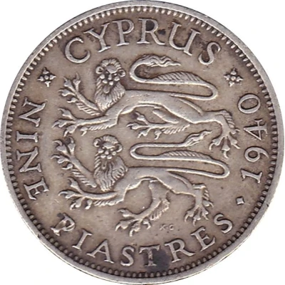 9 Piastres - George VI back