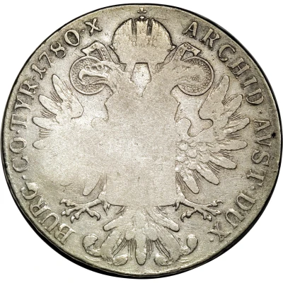 920 Réis Countermark "Crowned P.M" over 1 Thaler/Austria ND back