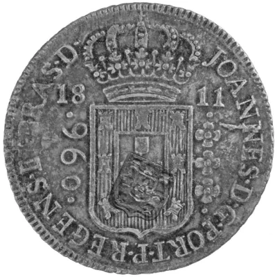 960 Réis - Charles I Countermark SHIELD over "960 Réis, Brazil" ND front