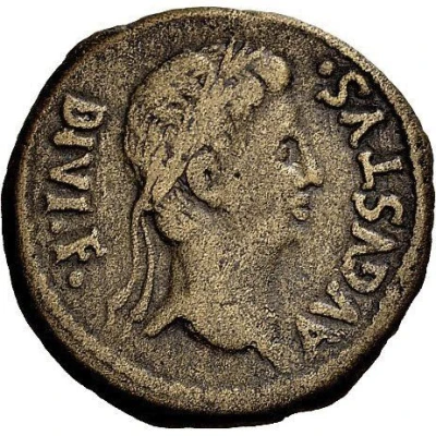 As - Augustus C C A TIB CLOD FLAVO PRAEF GERMAN L IVVENT LVP II VIR 8 BC - 1 BC front