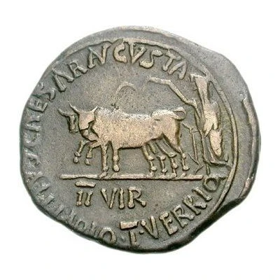 As - Augustus CAESARAVGVSTA C ALLIARIO T VERRIO II VIR 6 BC back