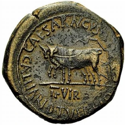 As - Augustus CAESARAVGVSTA II VIR C ALLIARIO T VERRIO 6 BC back