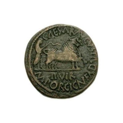 As - Augustus CAESARAVGVSTA II VIR M PORCI CN FAD 8 BC - 1 BC back