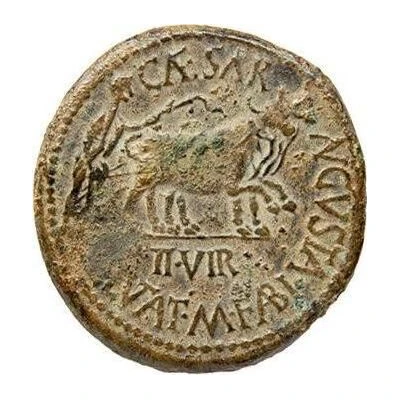 As - Augustus CAESARAVGVSTA Q LVTATIO M FABIO II VIR 27 BC - 14 AD back