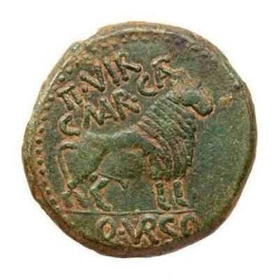 As - Augustus II VIR C MAR CAP Q VRSO 27 BC - 14 AD back