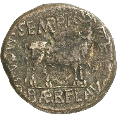 As - Augustus M CAL I C SEMP BARBA III Q BAEB FLAVO II VIR 2 BC - 14 AD back