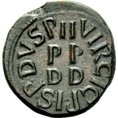 As - Augustus P I SP D V SP IIVIR C I C; Carthage back