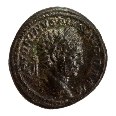 As - Caracalla P M TR P XVIII COS IIII P P S C; Asclepius front