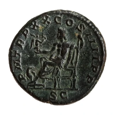 As - Caracalla P M TR P XX COS IIII P P S C; Jupiter and Victory back