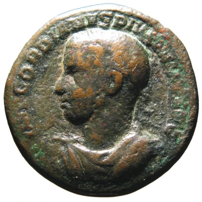 As - Gordian III P M TR P VI COS II P P S C; Apollo front