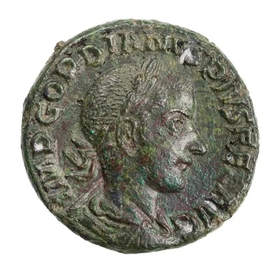 As - Gordian III VIRTVS AVG S C; Virtus front