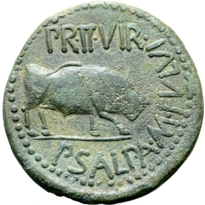 As PR II VIR P SALPA M FVLVI 44 BC - 36 BC back