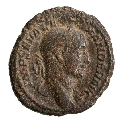 As - Severus Alexander P M TR P VIIII COS III P P S C; Sol front