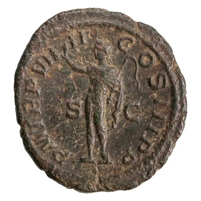 As - Severus Alexander P M TR P VIIII COS III P P S C; Sol back