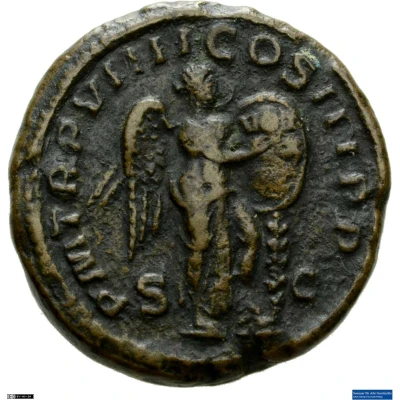 As - Severus Alexander P M TR P VIIII COS III P P S C; Victory back