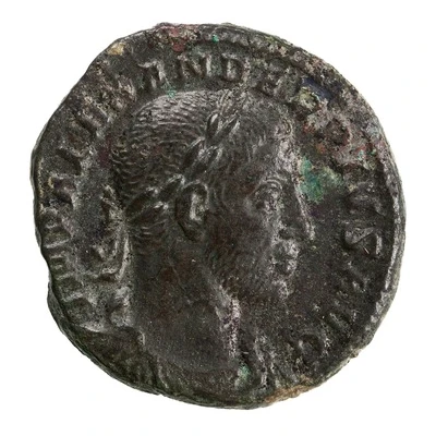 As - Severus Alexander P M TR P XIIII COS III P P S C; Sol front