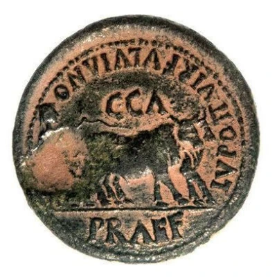 As - Tiberius LVPO II VIR FVLVIANO C C A PRAEF back