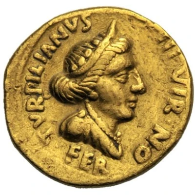 Aureus AVGVSTO OB C S; Feronia 19 BC - 4 BC front