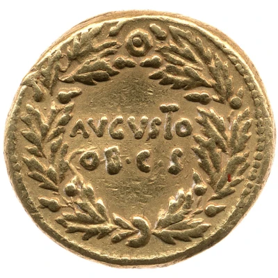 Aureus AVGVSTO OB C S; Honos 19 BC - 4 BC back