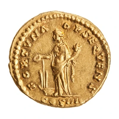 Aureus - Antoninus Pius FORTVNA OBSEQVENS COS IIII; Fortuna back