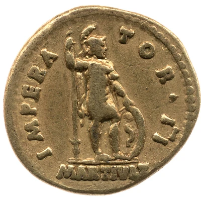 Aureus - Antoninus Pius IMPERATOR II MARTI VLT; Mars back