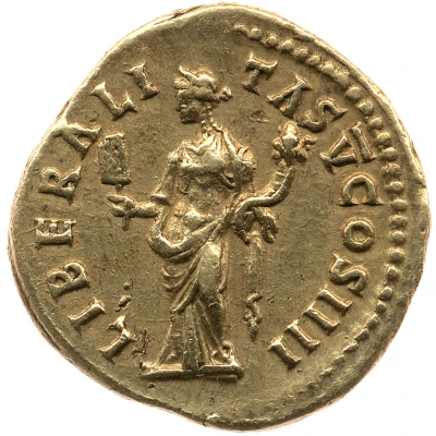 Aureus - Antoninus Pius LIBERALITAS V COS IIII; Liberalitas back
