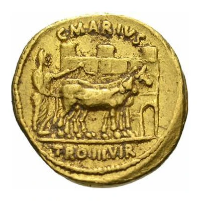 Aureus - Augustus C MARIVS TRO IIIVIR 13 BC back