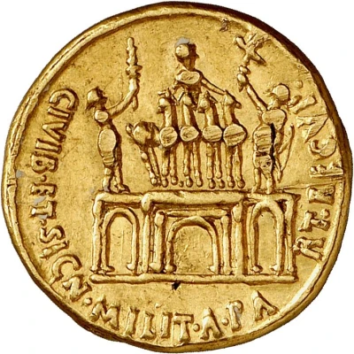 Aureus - Augustus CIVIB ET SIGN MILIT A PART RECVP 18 BC - 17 BC back