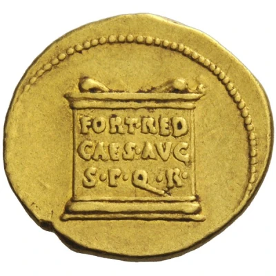 Aureus - Augustus FORT RED CAES AVG S P Q R 20 BC - 19 BC back