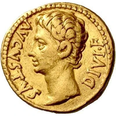 Aureus - Augustus IMP X ACT; Apollo 15 BC - 13 BC front