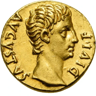 Aureus - Augustus IMP X SICIL; Diana; Lugdunum 15 BC - 13 BC front